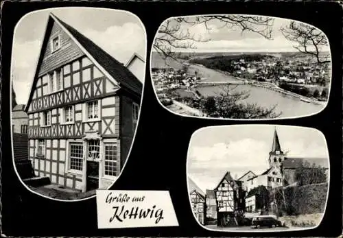 Ak Kettwig Essen im Ruhrgebiet, Altes Fachwerkhaus, Stausee, Kirchentreppe