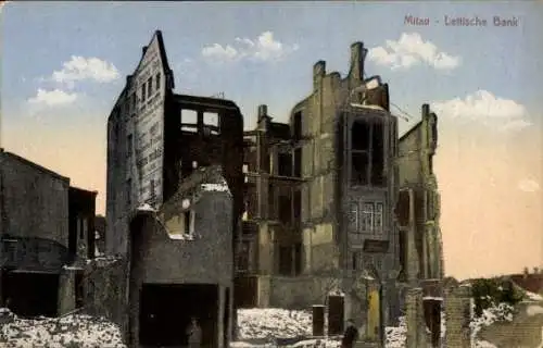 Ak Jelgava Mitau Lettland, Lettische Bank, Kriegszerstörung 1. WK