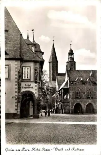 Ak Goslar am Harz, Hotel Kaiser Worth, Rathaus