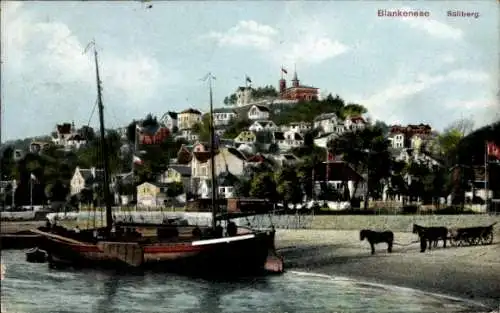 Ak Hamburg Altona Blankenese, Strandpartie, Kutsche, Boot, Süllberg