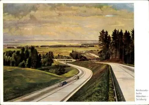 Künstler Ak Anzinger, Martin, Reichsautobahn München-Salzburg
