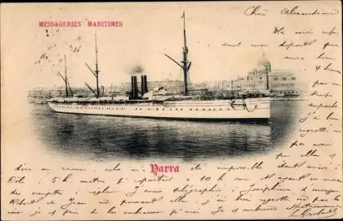 Ak Dampfer Le Yarra, Dampfschiff, Messageries Maritimes, MM