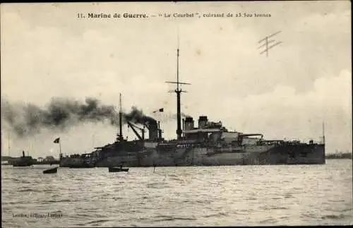 Ak Französisches Kriegsschiff, Le Courbet, Cuirassé