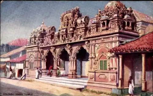 Künstler Ak Colombo Ceylon Sri Lanka, Hindutempel, Tuck Serie I Nr. 7481