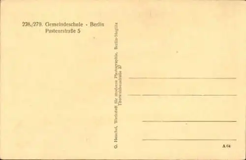 Ak Berlin Prenzlauer Berg, 228./279. Gemeindeschule, Pasteurstraße 5, Klassenzimmer