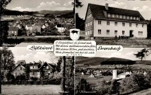 Ak Ewersbach Dietzhölztal in Hessen, Teilansicht, Forsthaus, Altersheim, Wappen, Gedicht