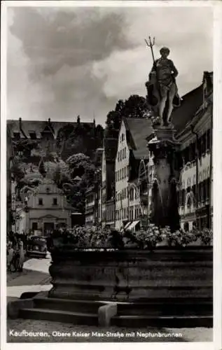 Ak Kaufbeuren an der Wertach in Schwaben, Obere Kaiser Max Straße, Neptunbrunnen