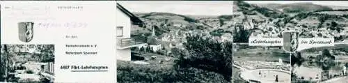 Klapp Ak Lohrhaupten im Flörsbachtal Spessart, Panorama, Wappen, Teilansicht