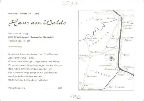 Ak Daxweiler im Soonwald, Haus am Walde, Panorama, Gastraum