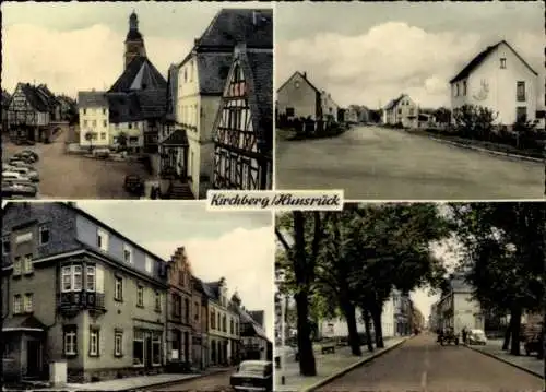 Ak Kirchberg im Hunsrück, Fachwerkhaus, Kirche, Autos