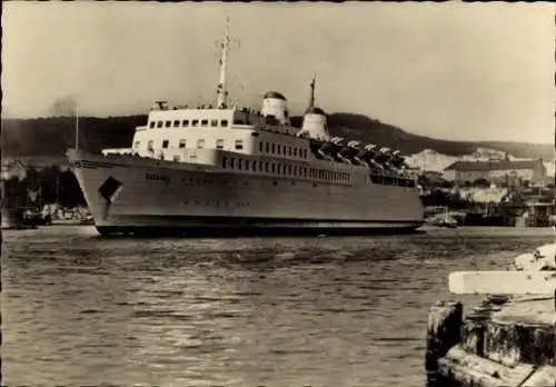 Ak Sassnitz auf der Insel Rügen, Eisenbahnfährschiff MS Sassnitz der Deutschen Reichsbahn