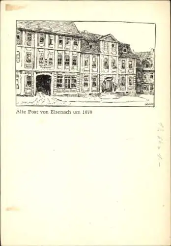 Ganzsachen Künstler Ak Bock, Hanns, Lutherstadt Eisenach in Thüringen, Alte Post um 1870