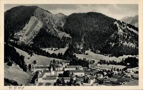 Ak Ettal Oberbayern, Kloster, Benediktinerabtei, Luftbild