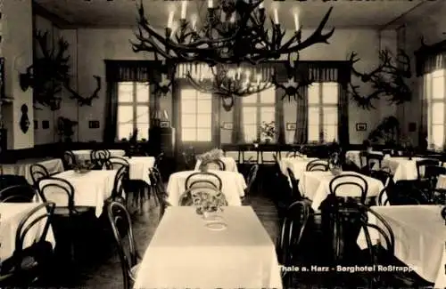 Ak Thale im Harz, Berghotel Roßtrappe, Speisesaal, Geweihe