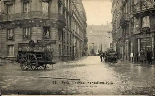 Ak Paris X, Überschwemmung der Seine 1910, ein Fluss rue de l'Arcade