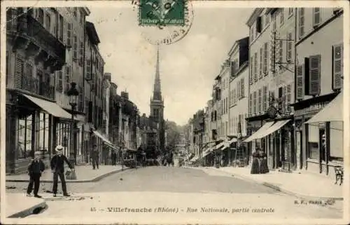 Ak Villefranche sur Saône Rhône, Rue Nationale