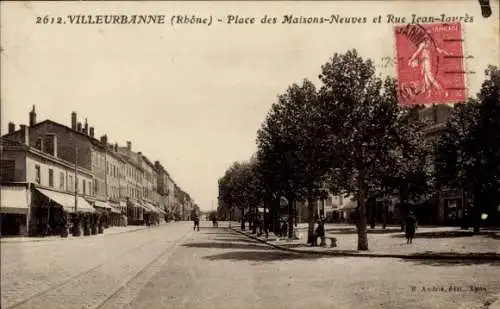 Ak Villeurbanne Rhône, Place des Maisons Neuve und Rue Jean Jaurès