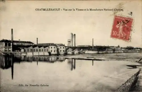Ak Châtellerault Vienne, Blick auf die Vienne und die Nationale Waffenmanufaktur