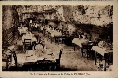Ak Lot Padirac, Terrasse des Restaurant du Puits