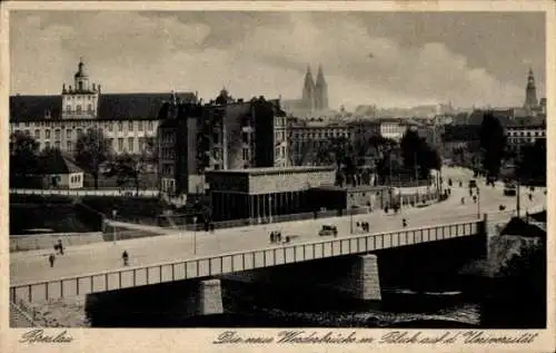 Ak Wrocław Breslau Schlesien, Neue Werderbrücke, Universität