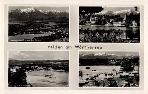 Ak Velden am Wörthersee in Kärnten, Panorama, Strandpartie