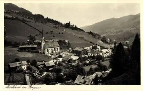 Ak Mühlbach im Pongau Salzburg, Häuser und Kirche zwischen Feldern