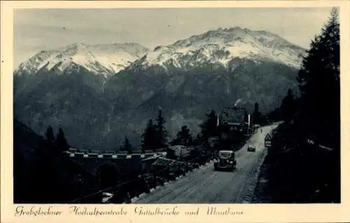 Ak Heiligenblut am Großglockner in Kärnten, Hochalpenstraße, Guttalbrücke und Mauthaus