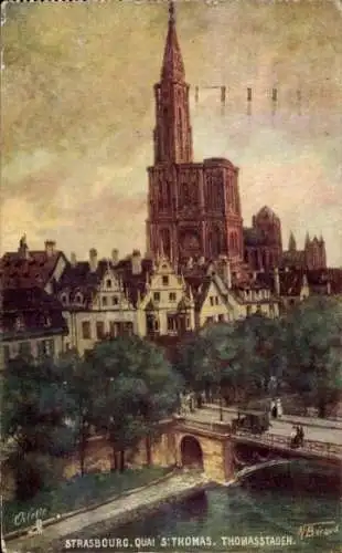 Künstler Ak Beraud, N., Strasbourg Straßburg Elsass Bas Rhin, Quai S. Thomas, Thomasstaden