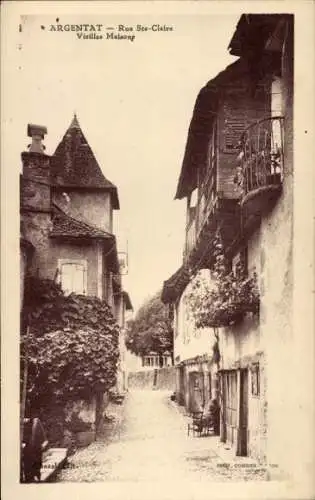 Ak Argentat Correze, Rue Ste-Claire, alte Häuser