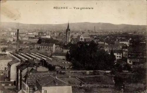 Ak Roanne Loire, Vogelschau auf die Stadt, Kirche