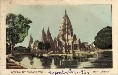 Ak Paris, Internationale Kolonialausstellung 1931, Angkor Wat Tempel