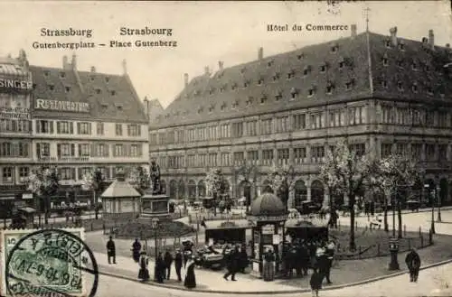 Ak Strasbourg Straßburg Elsass Bas Rhin, Gutenbergplatz, Hotel