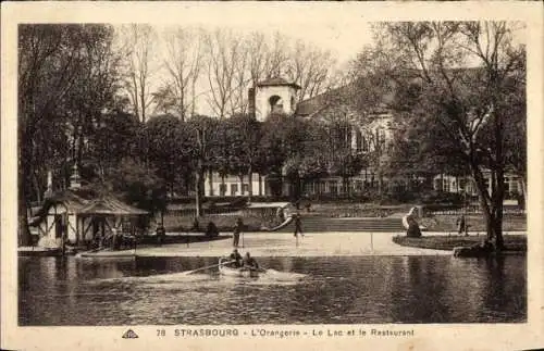 Ak Strasbourg Straßburg Elsass Bas Rhin, Orangerie, Restaurant am See