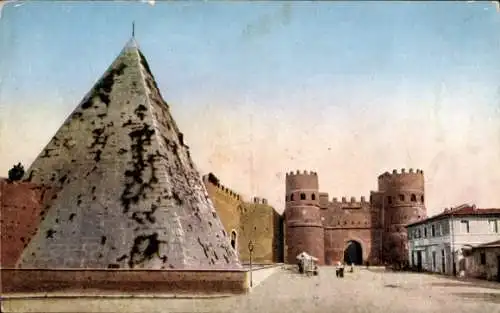Ak Roma Rom Lazio, Piramide di Caio Cestio e porta S. Paolo