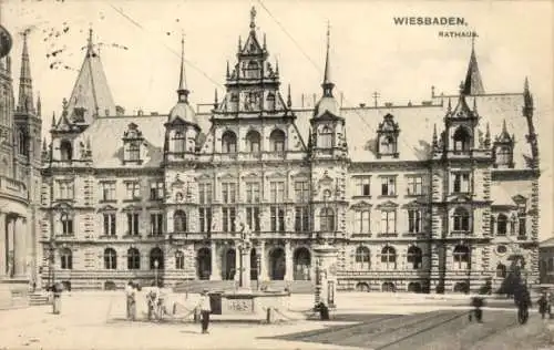 Ak Wiesbaden in Hessen, Rathaus