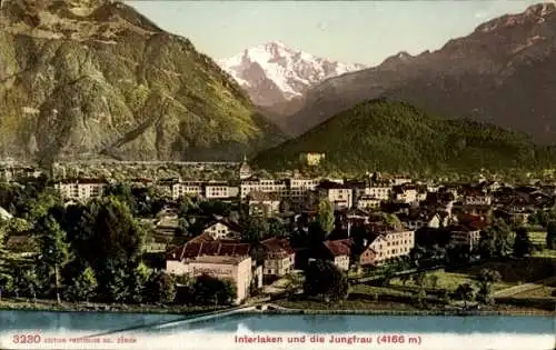 Ak Interlaken Kanton Bern Schweiz, Gesamtansicht, Jungfrau