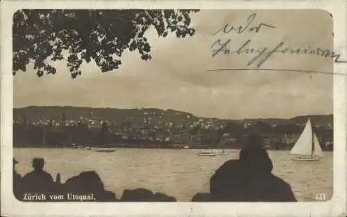 Ak Zürich Stadt Schweiz, Blick vom Utoquai