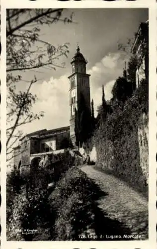 Ak Morcote Lago di Lugano Kanton Tessin, Kirche