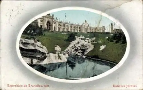 Passepartout Ak Brüssel, Ausstellung 1910, Weltausstellung, In den Gärten