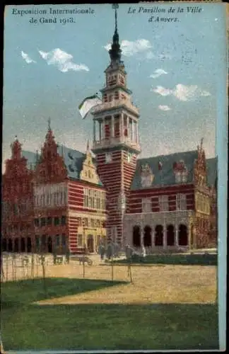 Ak Gent Belgien, Exposition Internationale de Gand 1913, Stadtpavillon von Antwerpen
