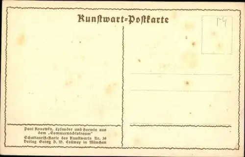 Scherenschnitt Künstler Ak Konewka, Paul, Kunstwart Nr. 38, Lysander und Hermia