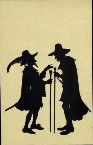 Scherenschnitt Künstler Ak Konewka, P., Schaal und Stille