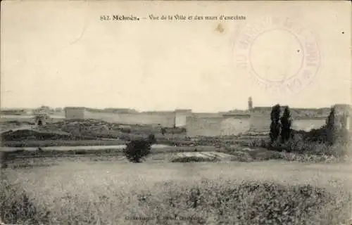 Ak Meknes Marokko, Blick auf die Stadt und die umliegenden Mauern