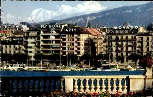Ak Genève Genf Schweiz, Le Quai Gustave Ador et le Mont Blanc