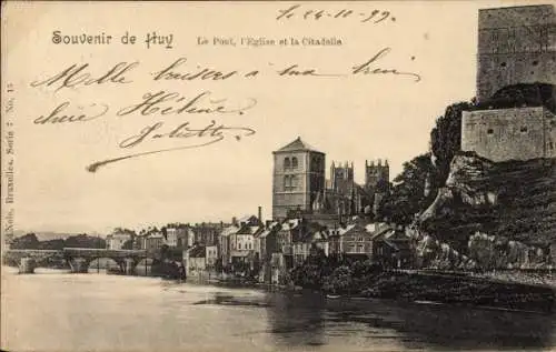 Ak Huy Wallonien Lüttich, Brücke, Kirche, Zitadelle