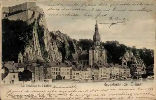 Ak Dinant Wallonia Namur, Zitadelle und Kirche