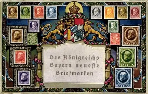 Ganzsachen Wappen Briefmarken Ak Bayrische Briefmarken