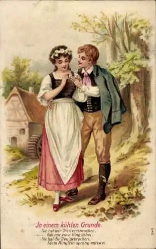 Ak In einem kühlen Grunde, Liebespaar