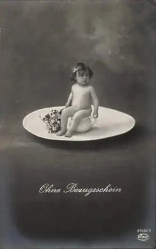 Ak Ohne Bezugsschein, Kleinkind auf dem Nachttopf