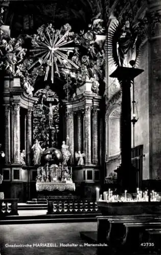 Ak Mariazell Steiermark, Gnadenkirche, Hochaltar, Mariensäule